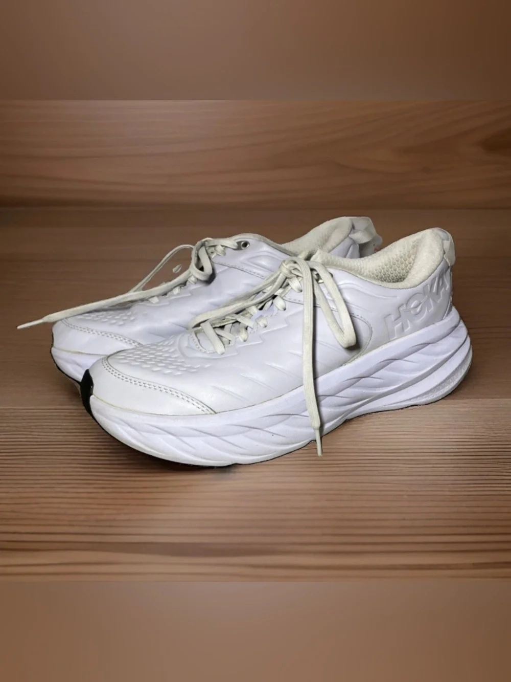 HOKA Bondi SR Sneakers Womens Size 8.5 White Slip Resistant Work Comfort
